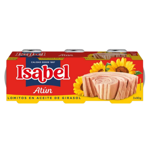 ATUN LOMITOS EN ACEITE DE GIRASOL (3X80GR) ISABEL 240GR